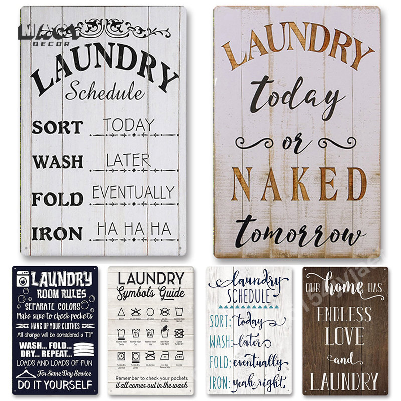 Home Bathroom Wall Decor - Slogan Metalowy Znak Blaszany Dekoracja Pralni