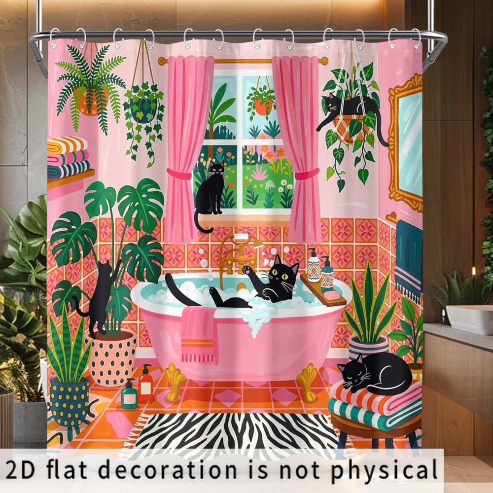 Shower Curtain Liner - Wodoodporna zasłona prysznicowa z uroczym wzorem