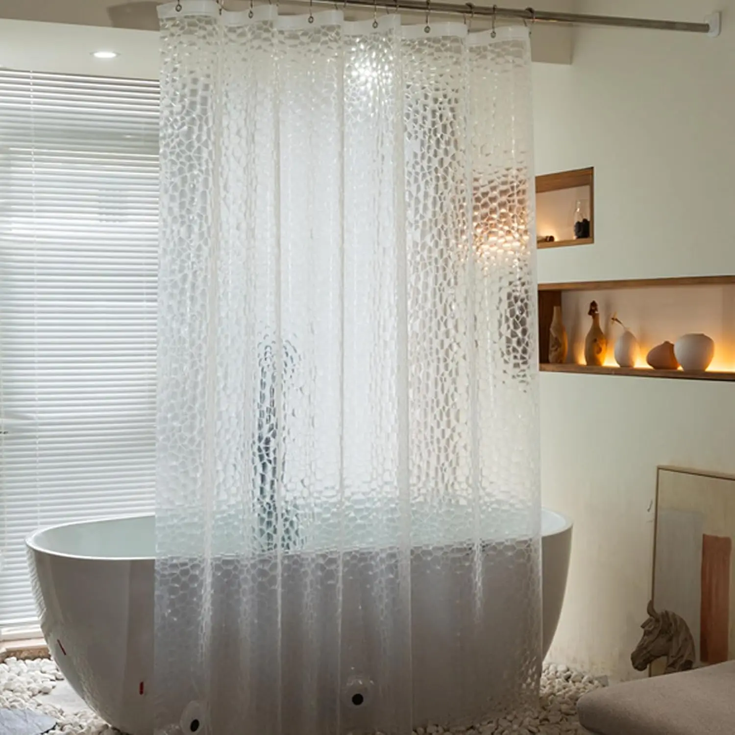 Shower Curtain Liner - Zasłona prysznicowa 3D Water Cube, przezroczysta