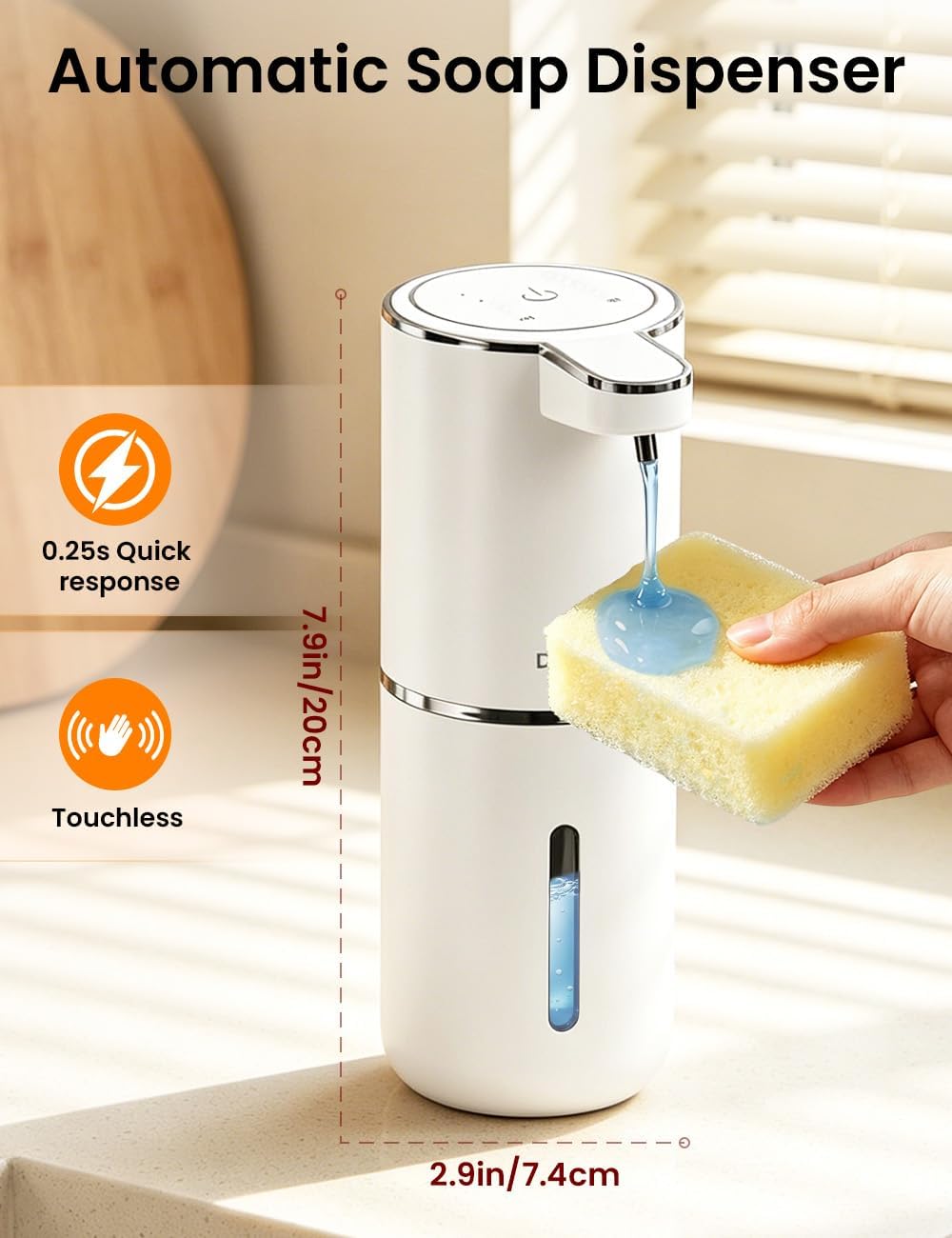 Soap Dispenser Pump - Pojemność 380 ml, wyświetlacz świetlny, 4-stopniowa