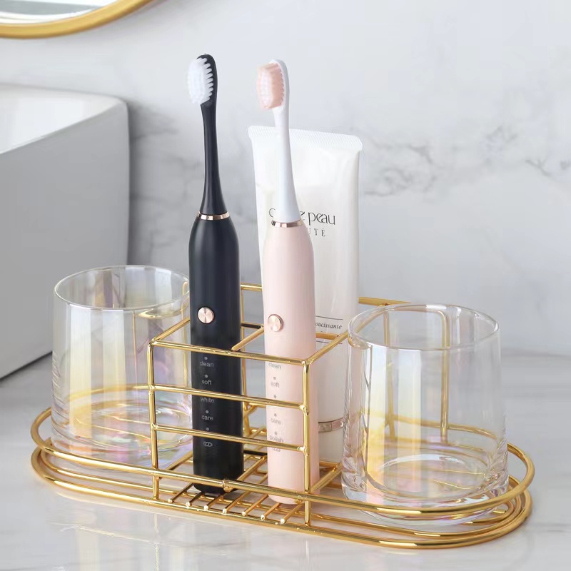Toothbrush Holder Set - Złoty uchwyt na szczoteczki do zębów,