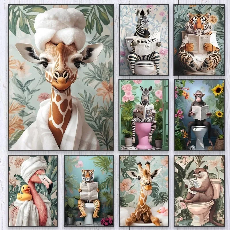 Home Bathroom Pictures - Plakat Zebra na Toalecie Łazienka Żyrafa