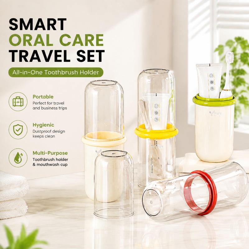 Toothbrush Holder Set - Przezroczysty plastikowy zestaw uchwytów na szczoteczki