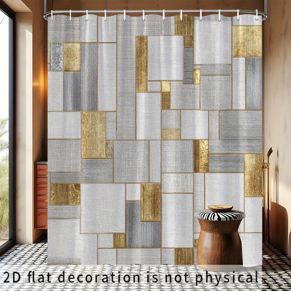 Home Bathroom Tiles Design - Wodoodporna geometryczna abstrakcyjna zasłona prysznicowa z