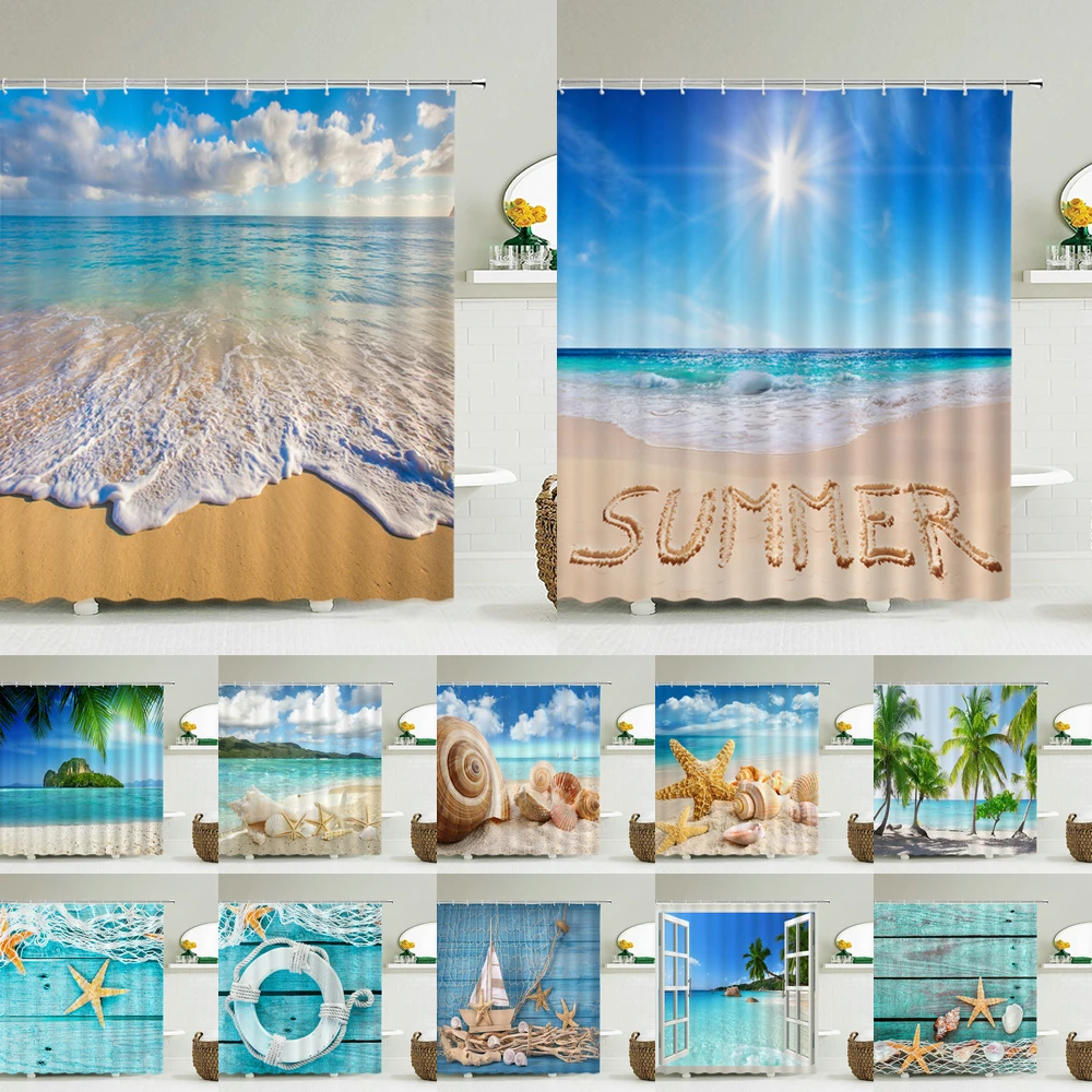 Seascape Beach Zasłony pryszni – Shower Curtain Liner recenzja i cena