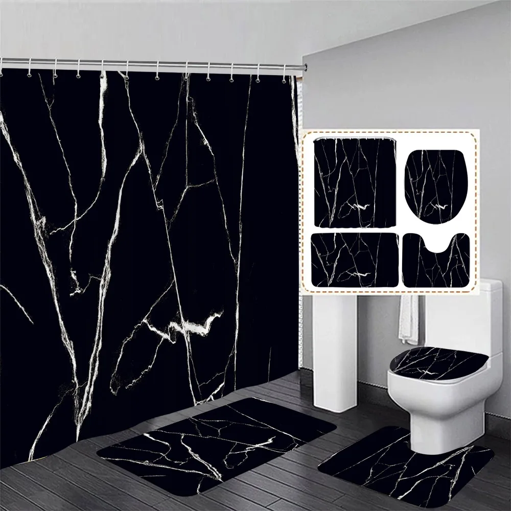 Czarny marmurowy zestaw zasłon – Shower Curtain Liner recenzja i cena